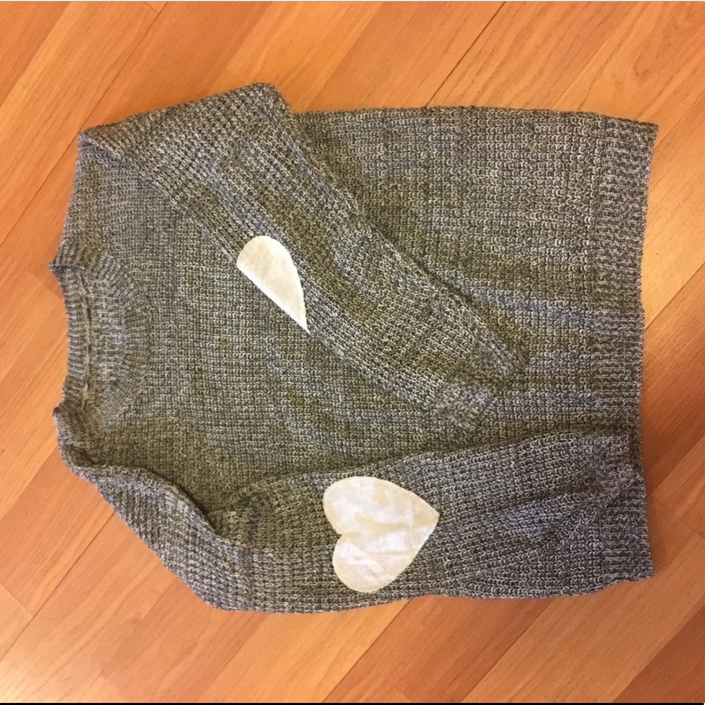 sweater with heart patches on the elbows